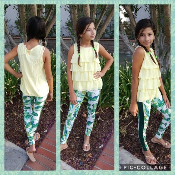 H&M PATTERNED LEGGINGS WHITE/GREEN - Picture 2 of 4